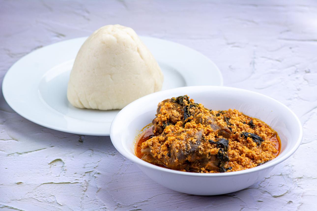 Pounded yam with Nigerian soup